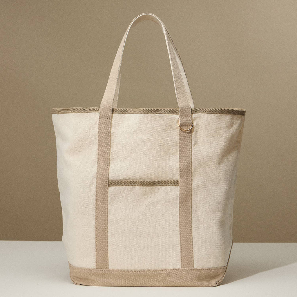 Large Canvas Carry Tote with Charm Holder: Navy