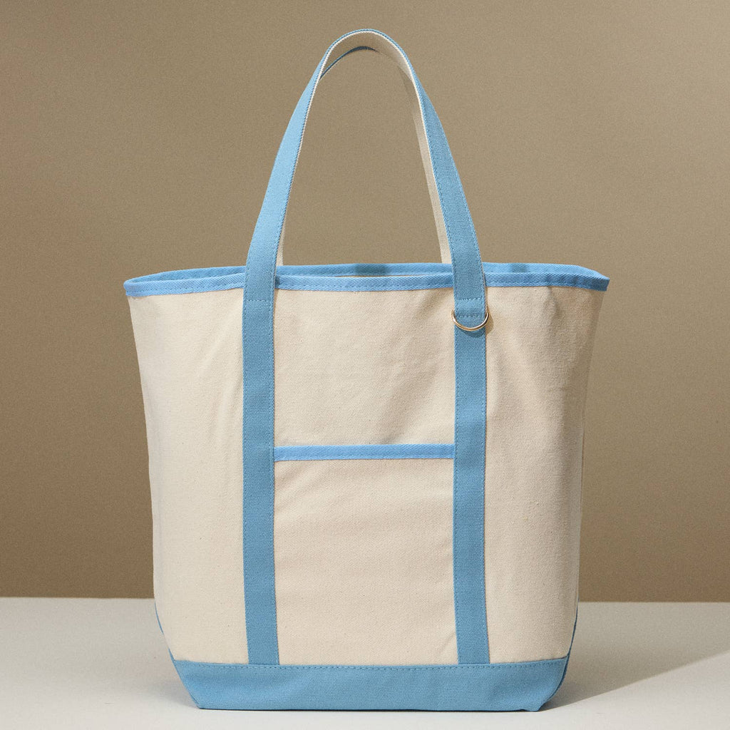 Large Canvas Carry Tote with Charm Holder: Navy