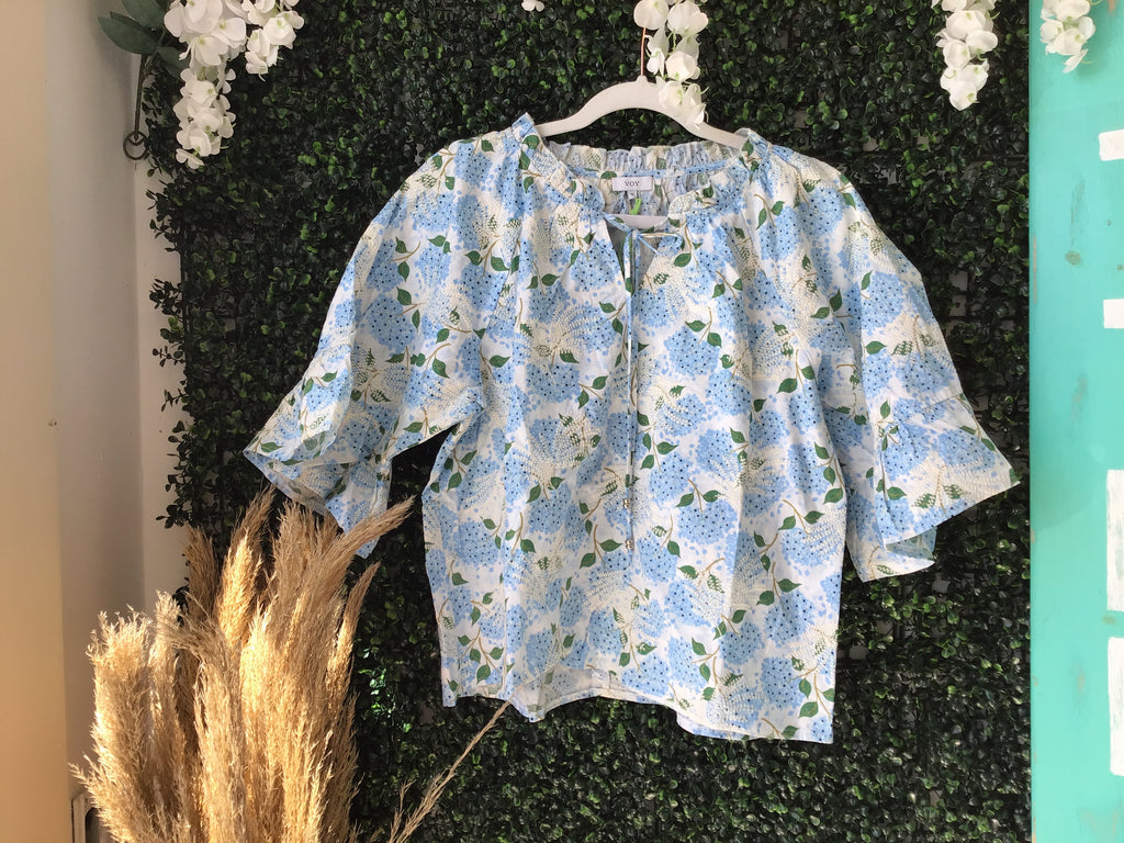 Embroidered Hydrangea Top