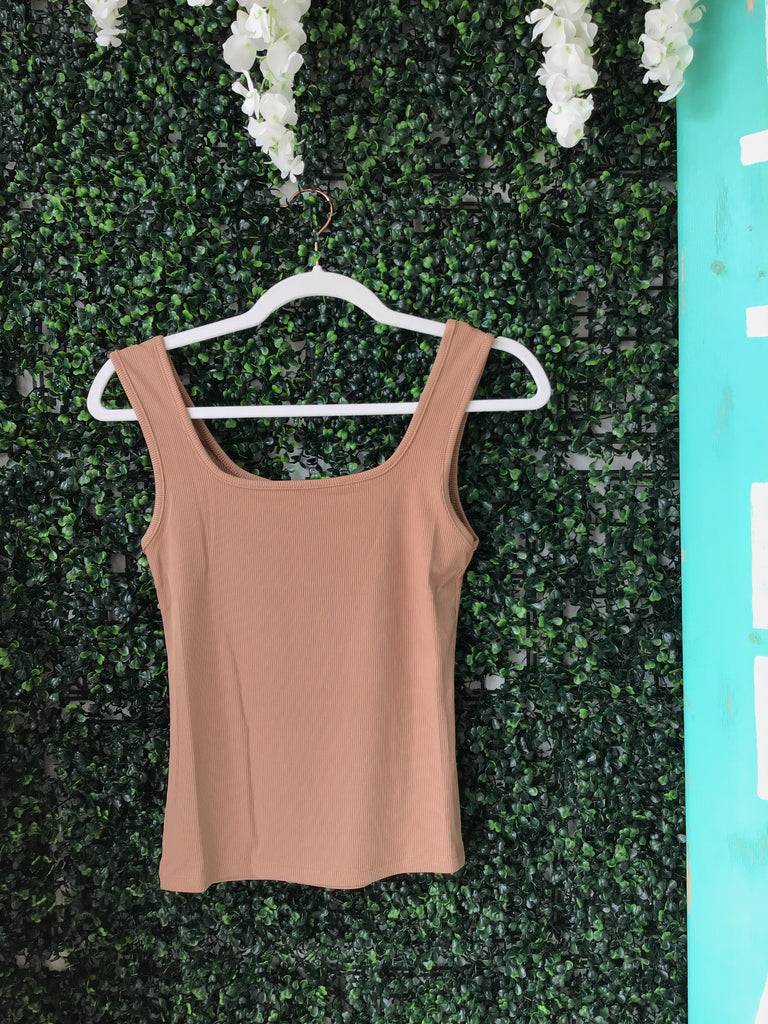 Bella Square Neck Rib Knit Tank Top