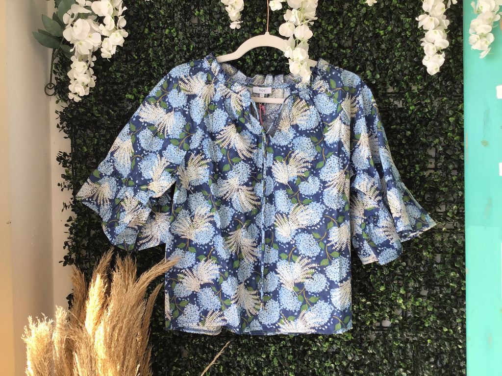 Embroidered Hydrangea Top