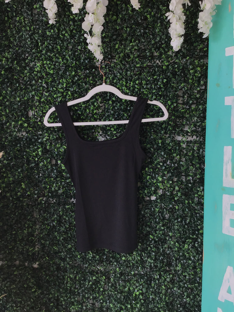 Bella Square Neck Rib Knit Tank Top