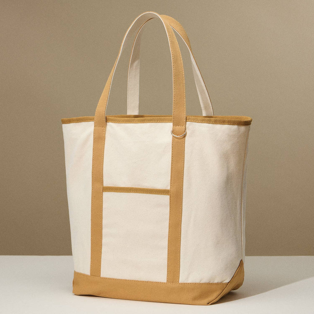 Large Canvas Carry Tote with Charm Holder: Navy