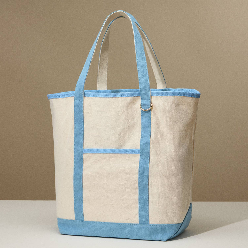 Large Canvas Carry Tote with Charm Holder: Navy