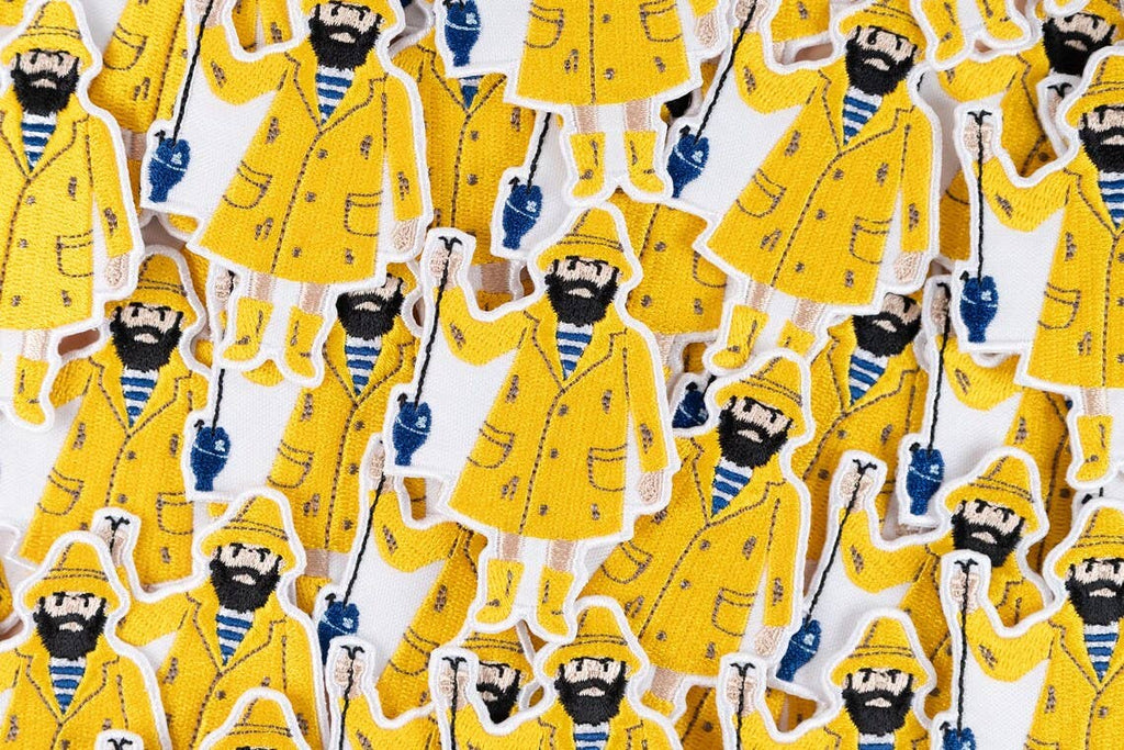 Old Salt Fisherman Patch Yellow Raincoat Embroidered Iron On