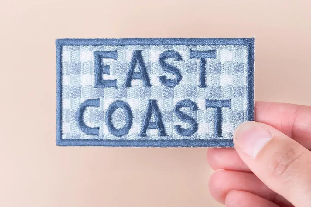 East Coast Patch Blue Gingham Embroidered Iron-On Coastal