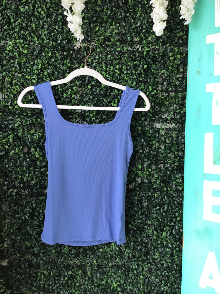 Bella Square Neck Rib Knit Tank Top