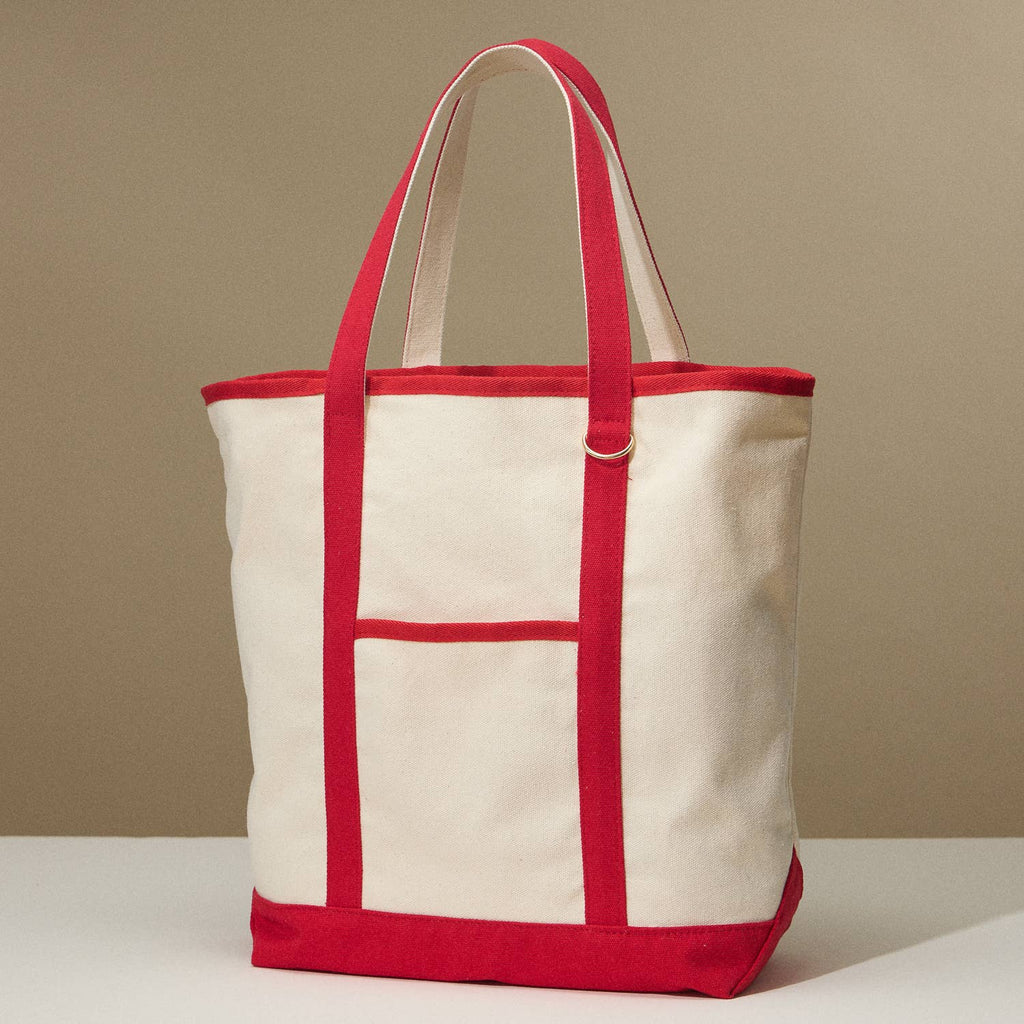 Large Canvas Carry Tote with Charm Holder: Navy