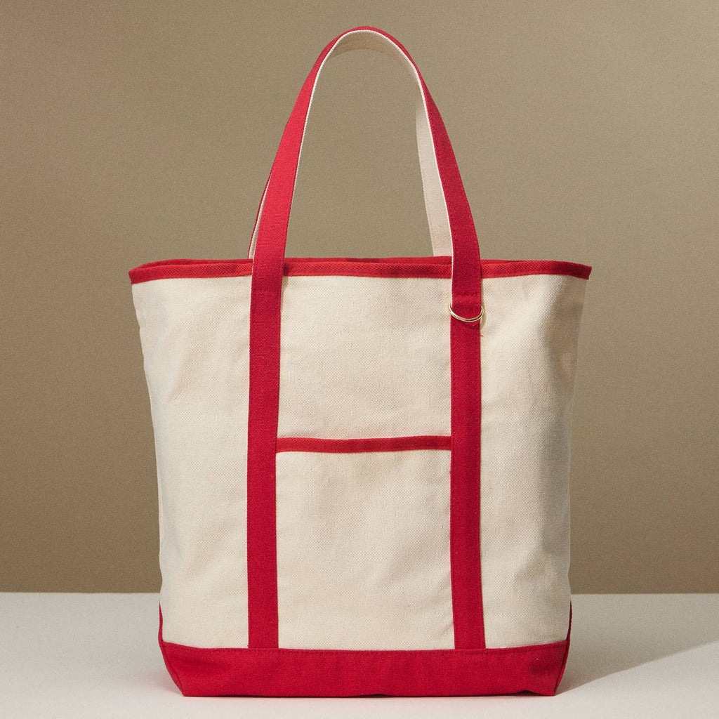 Large Canvas Carry Tote with Charm Holder: Navy