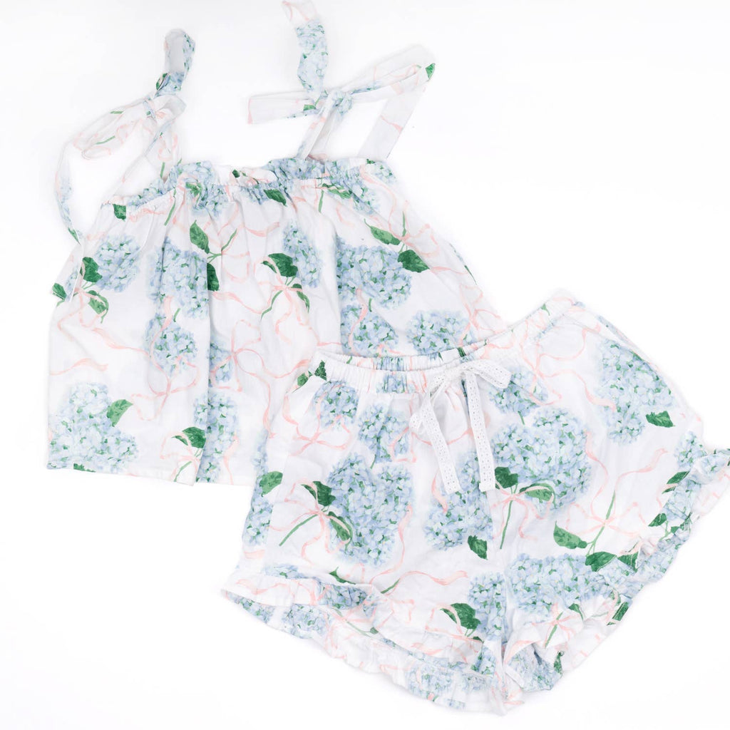 Hydrangea Ribbons Ruffle Pajama Set