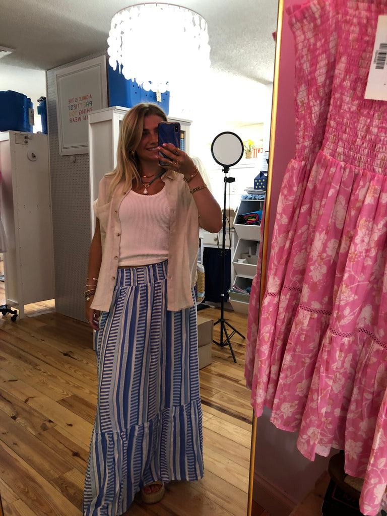 Vivian Simply Striped Blue Skirt