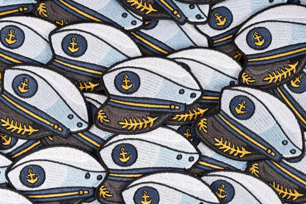 Captain’s Hat Patch Embroidered Iron-On Nautical Boat Yacht