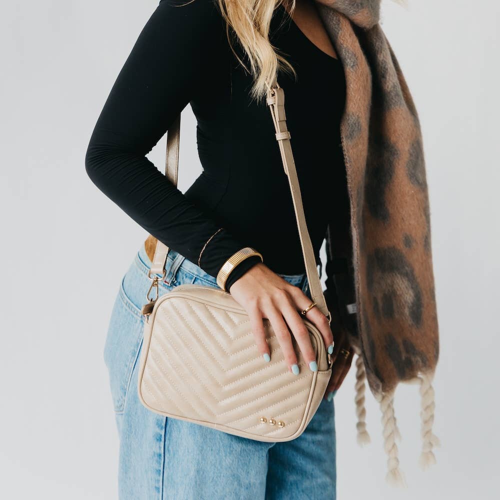 Coco Quilted Camera Crossbody Bag: Mocha