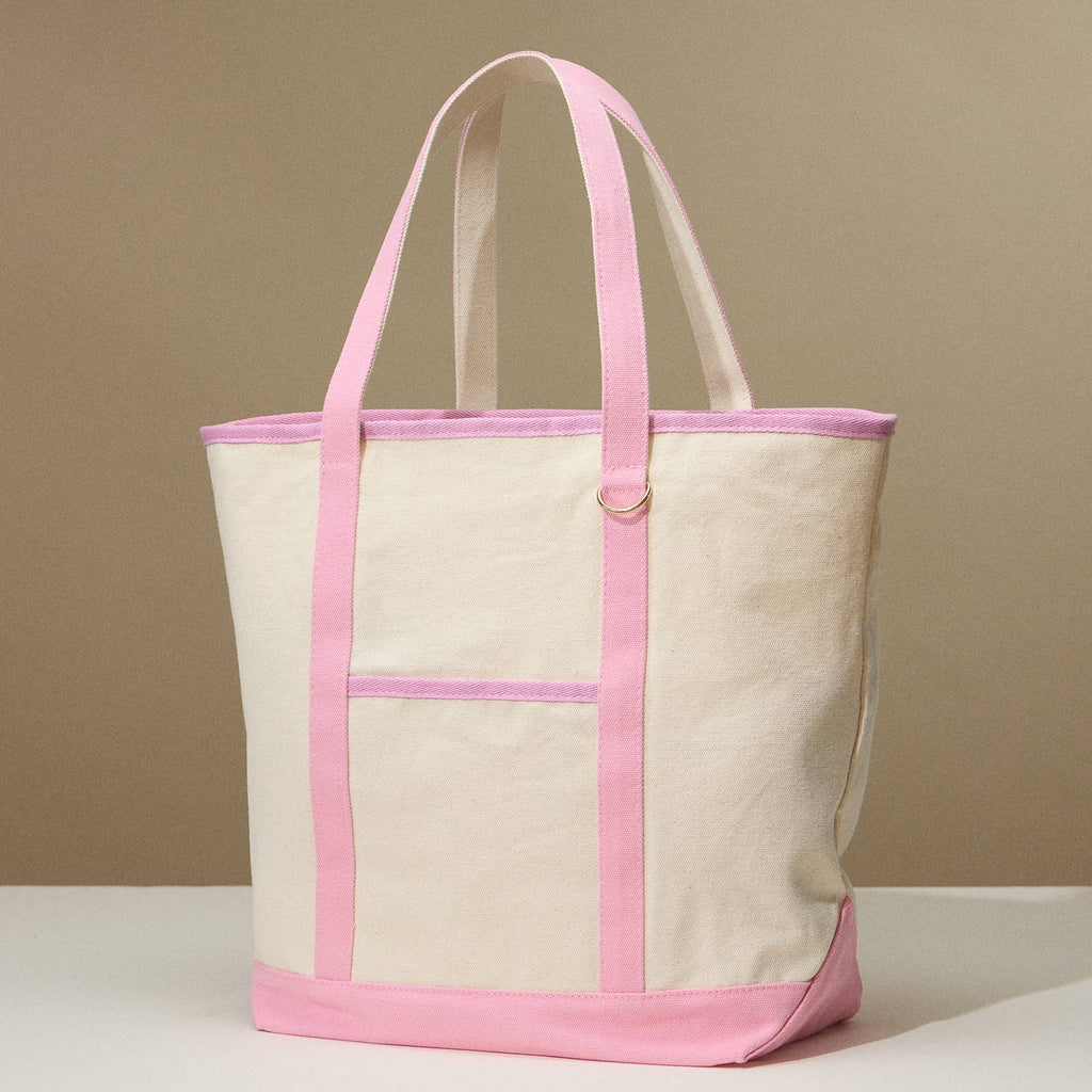 Large Canvas Carry Tote with Charm Holder: Navy