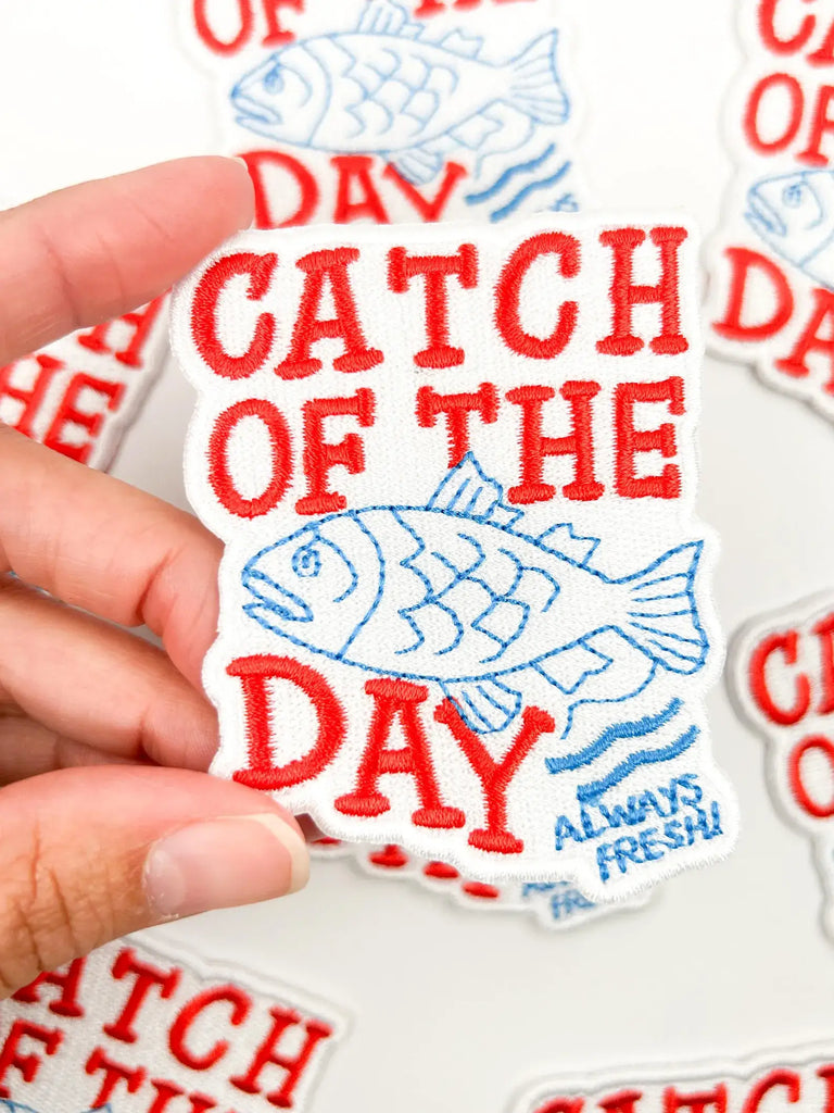 Catch of the Day Patch – Fun Embroidered Iron On Coastal