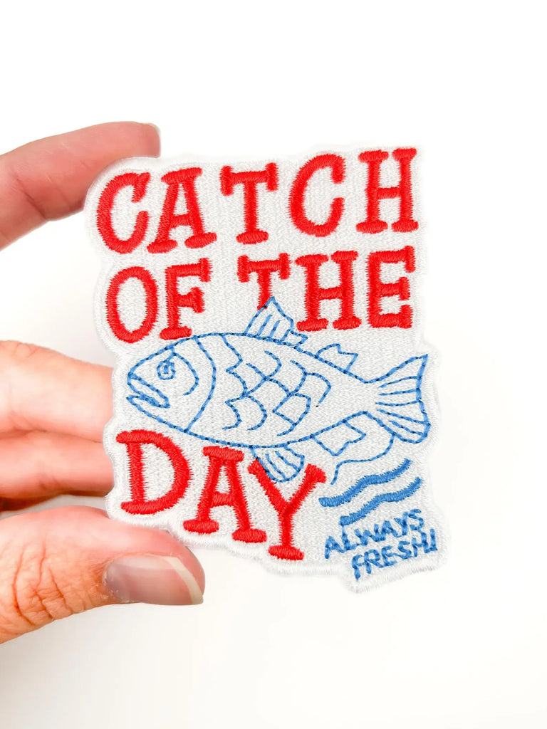 Catch of the Day Patch – Fun Embroidered Iron On Coastal