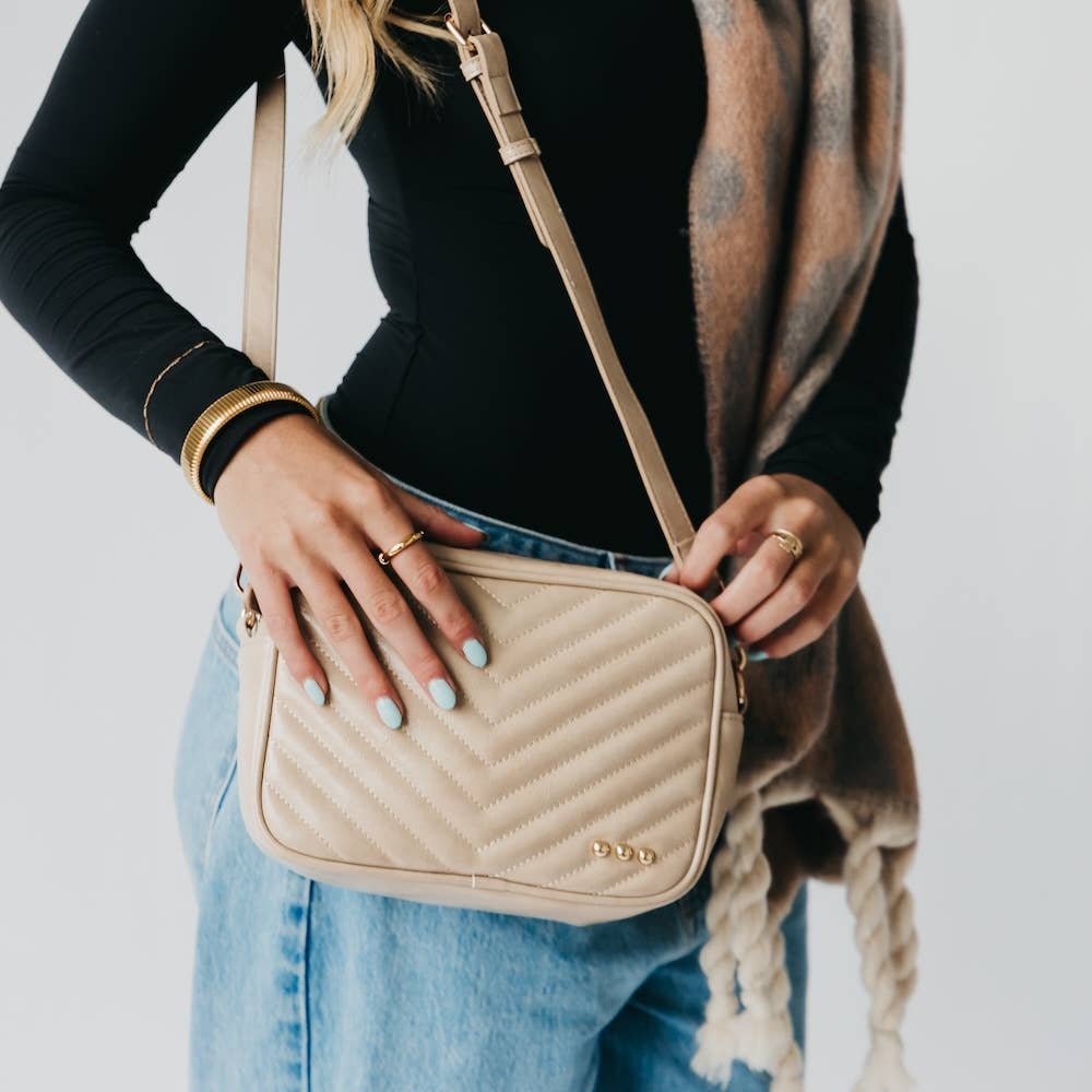 Coco Quilted Camera Crossbody Bag: Mocha