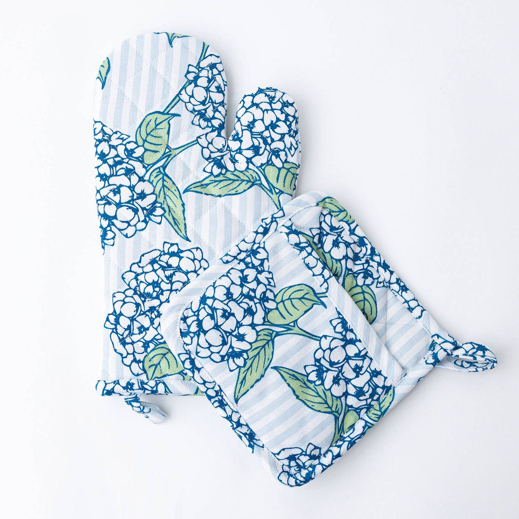 Hydrangea Oven Mitt Set