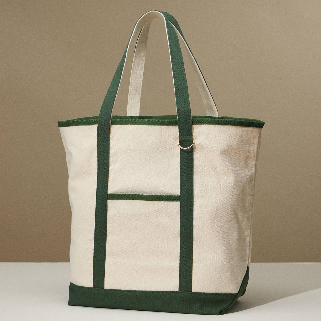 Large Canvas Carry Tote with Charm Holder: Navy