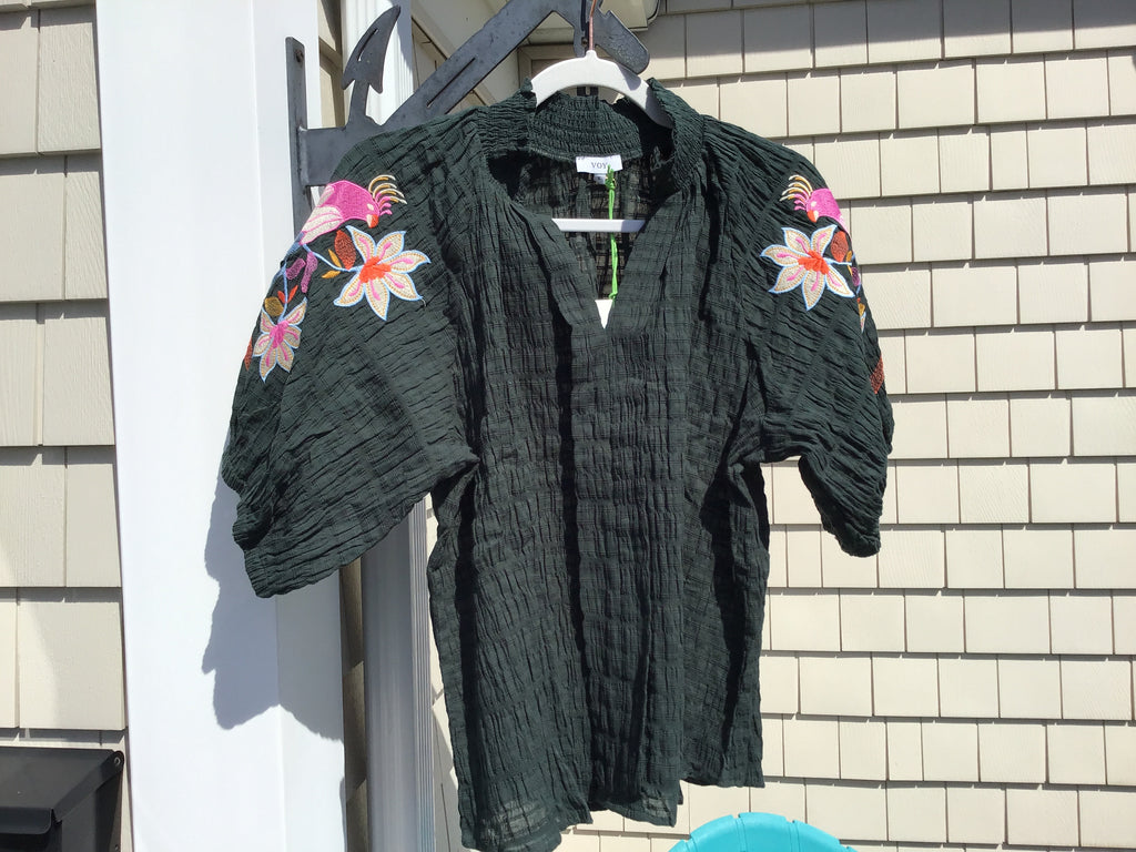 Embroidered Bird Top