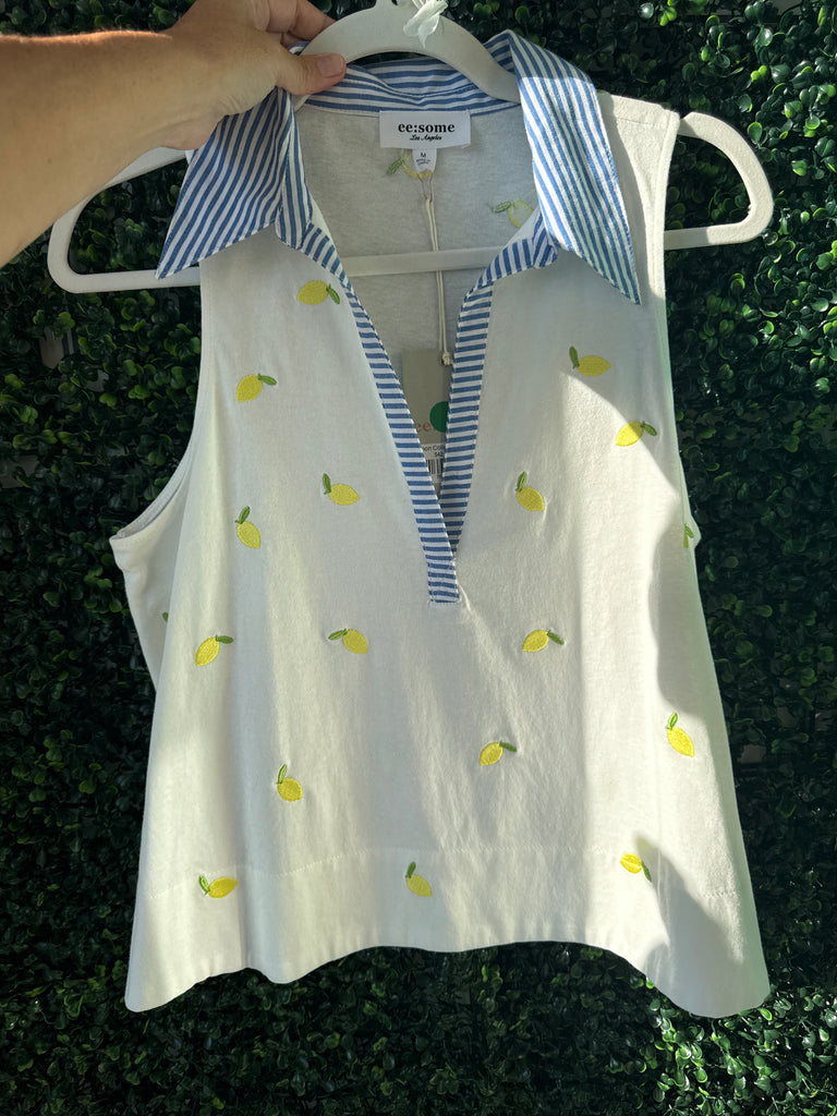 Lemon Collared Tank Top