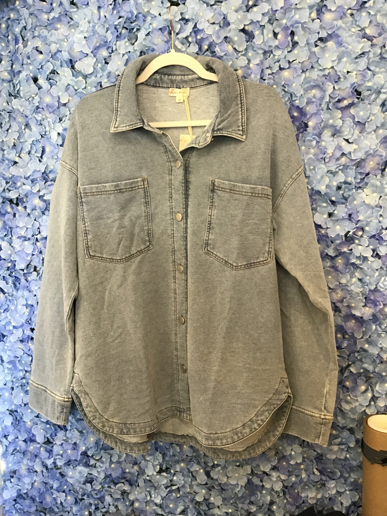Knit Denim Shacket