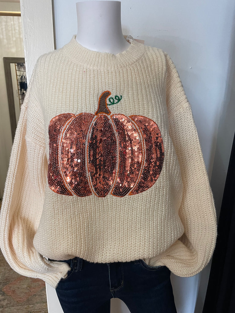 Fall sequin pumpkin sweater