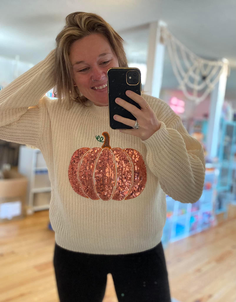 Fall sequin pumpkin sweater