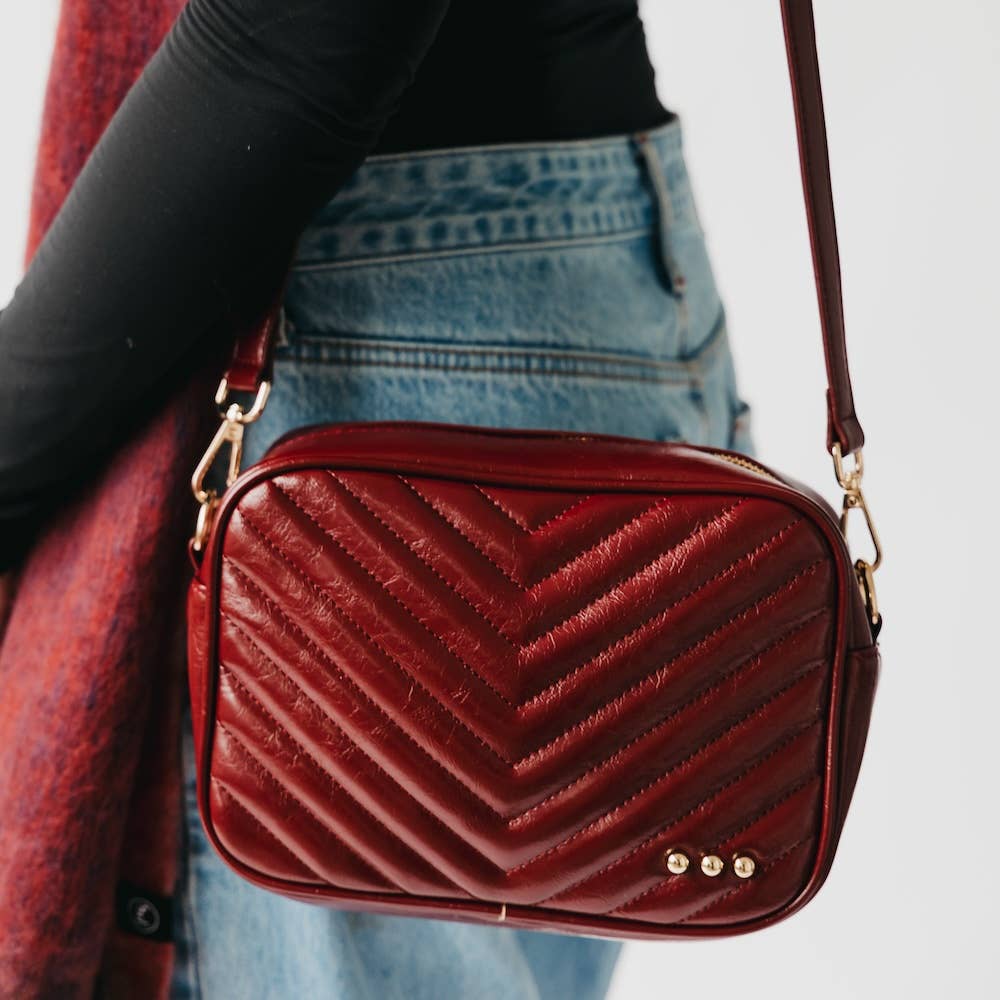 Coco Quilted Camera Crossbody Bag: Mocha