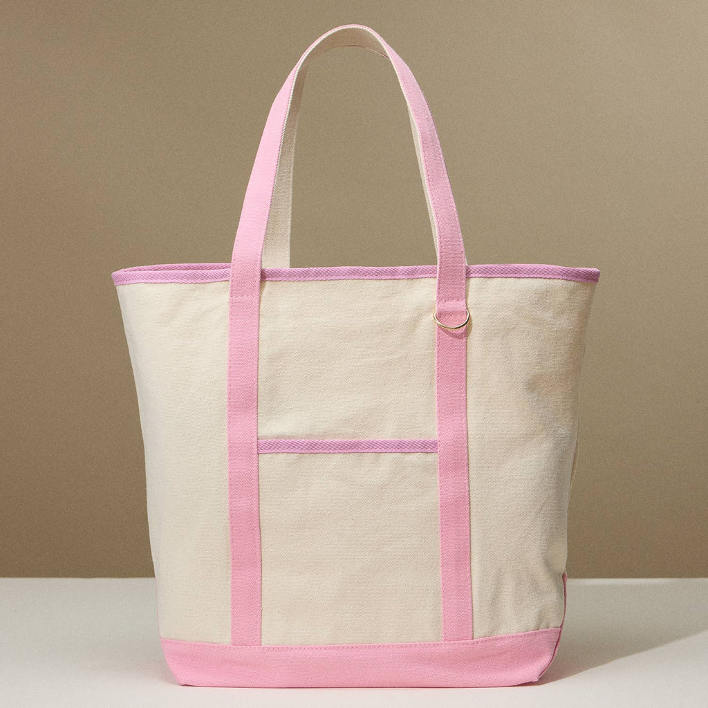 Large Canvas Carry Tote with Charm Holder: Navy
