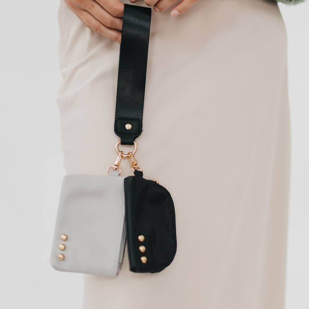 Dolly Dual Pouch Wristlet : Olive/White