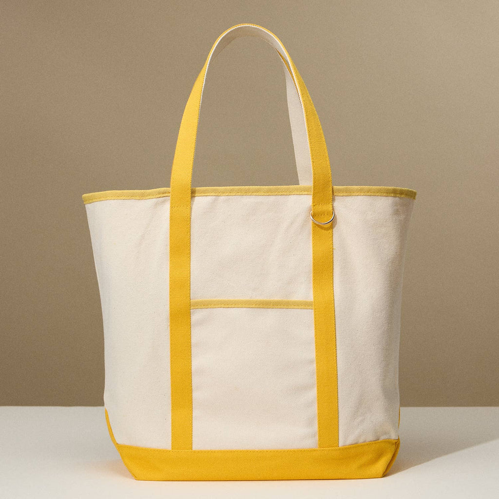 Large Canvas Carry Tote with Charm Holder: Navy
