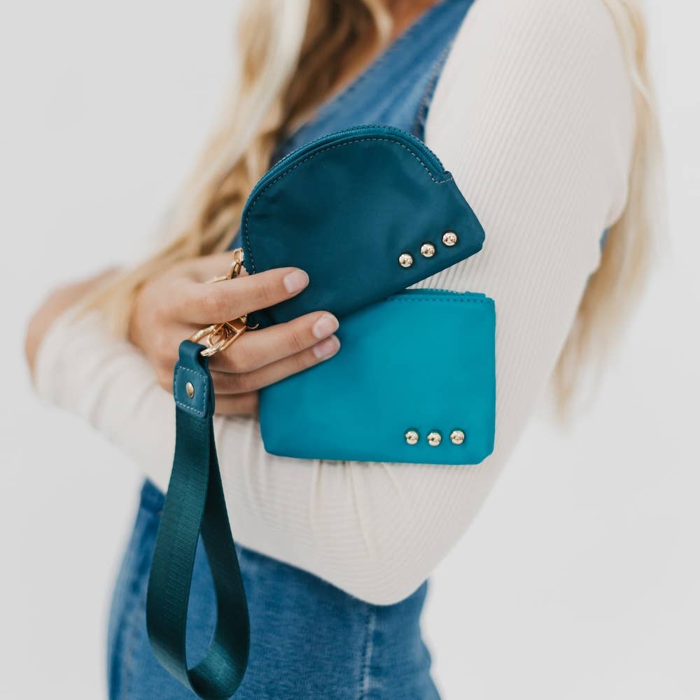 Dolly Dual Pouch Wristlet : Teal/Blue