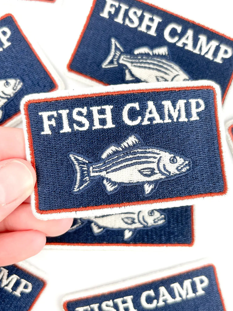 Fish Camp Patch – Embroidered Iron On Coastal Outdoors Lake