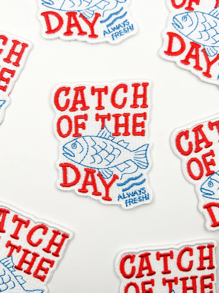 Catch of the Day Patch – Fun Embroidered Iron On Coastal