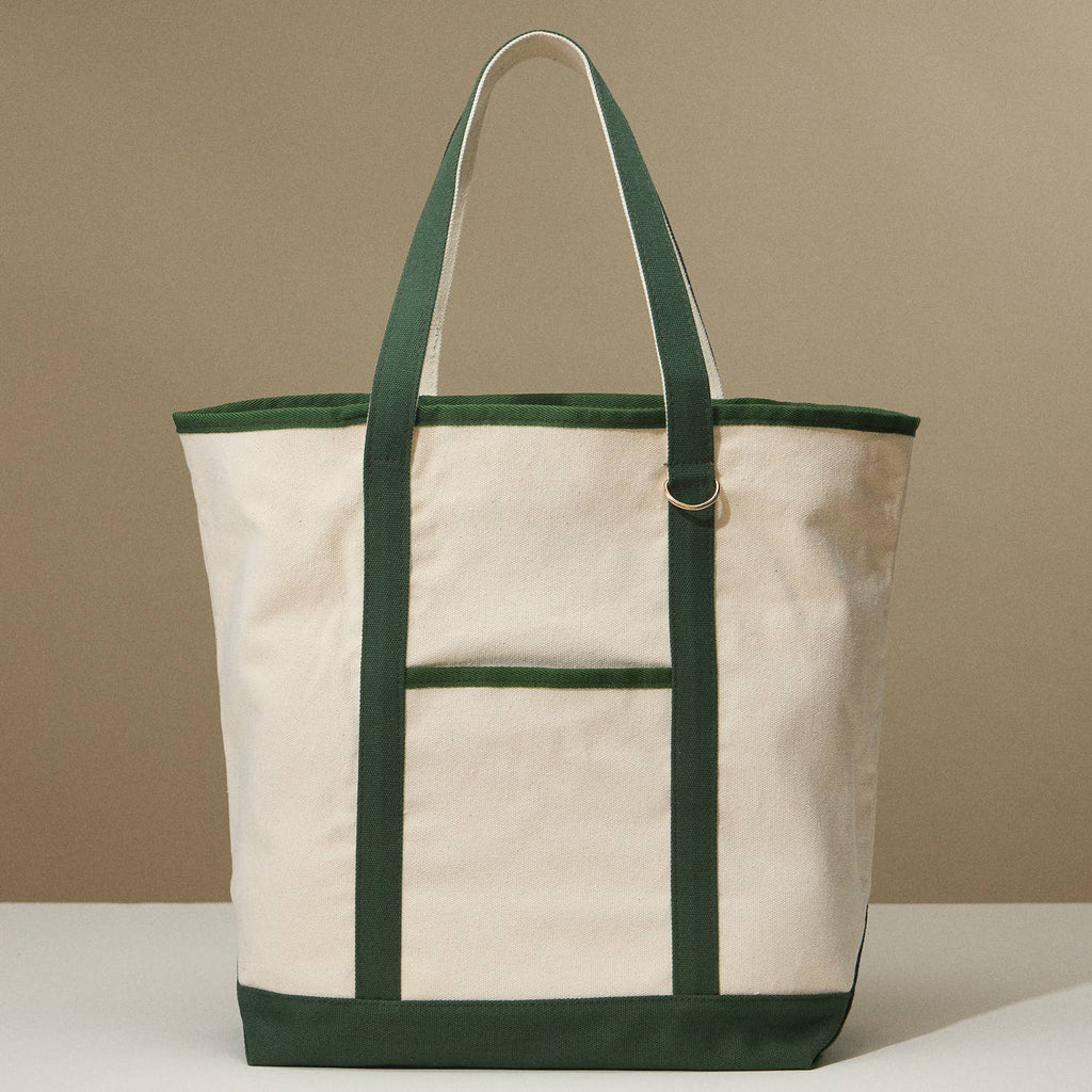 Large Canvas Carry Tote with Charm Holder: Navy